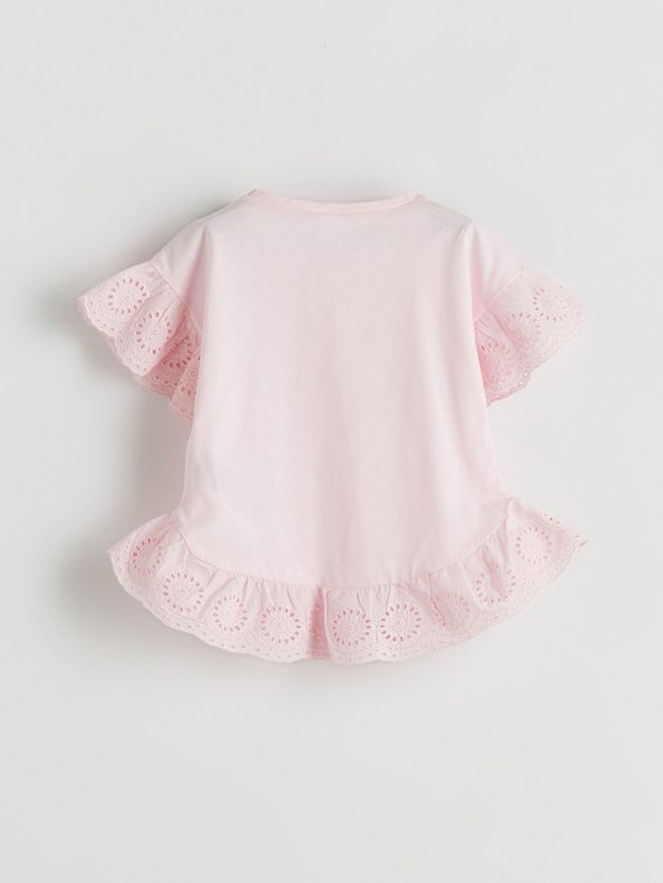 LCW Kids Pink Embroidered Cotton Blouse for Girls