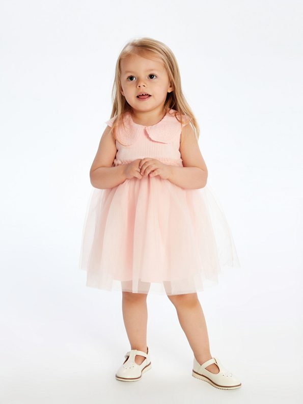 LCW Baby Pink Peter Pan Collar Tulle Dress