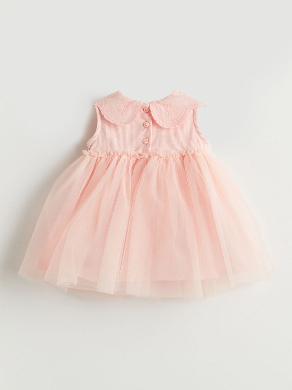 LCW Baby Pink Peter Pan Collar Tulle Dress