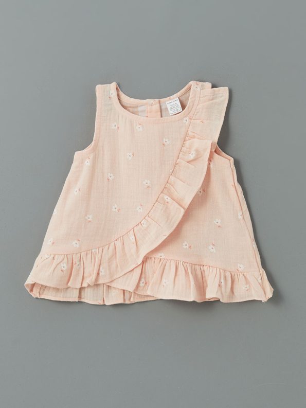 LCW Baby Pink Bicycle Neck Printed Girl Baby Blouse and Leggings Set