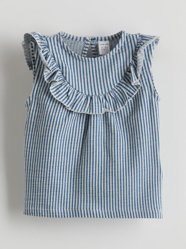 LCW Baby Blue Striped Girl Baby Blouse and Leggings Set