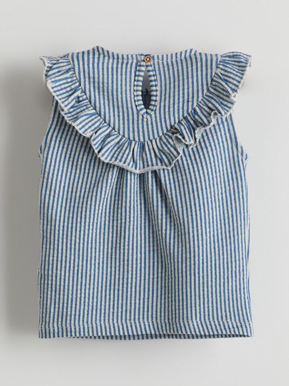 LCW Baby Blue Striped Girl Baby Blouse and Leggings Set