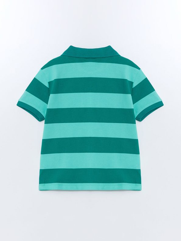 LCW Kids Green Striped Polo Shirt for Boys