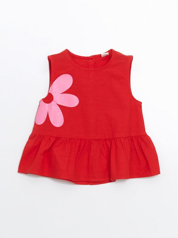 LCW Kids Red Floral Blouse and Pants Set for Girls