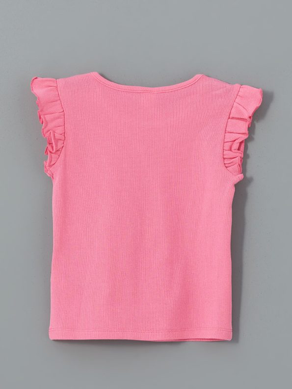 LCW Kids Navy Striped Ruffled Girls' T-Shirt Set