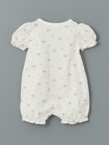 LCW Baby Cream Printed Girl Baby Romper and Bodysuit Set
