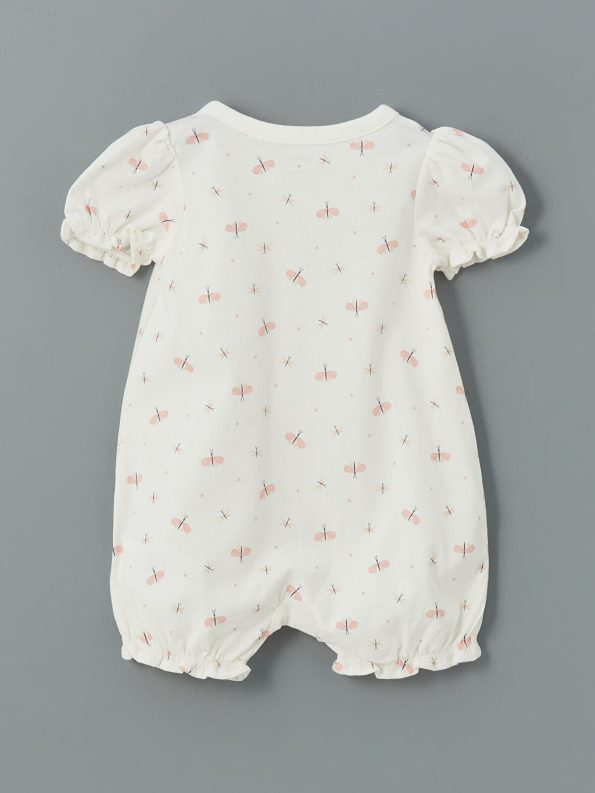 LCW Baby Cream Printed Girl Baby Romper and Bodysuit Set