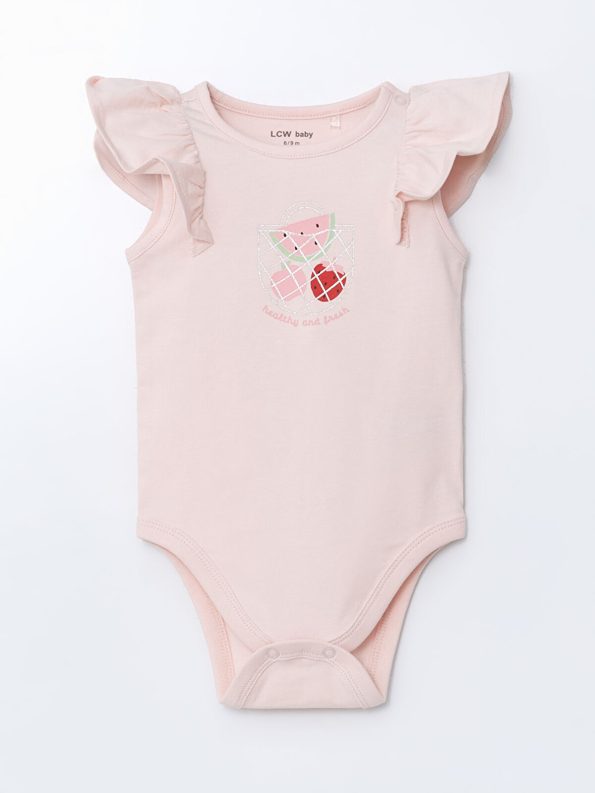 LCW Baby Pink Fruit Print Girls Bodysuit and Leggings Set