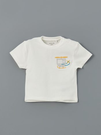 LCW Baby Cream Printed Boys T-Shirt and Leggings Set