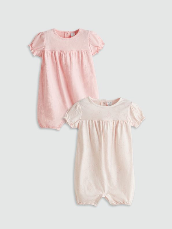 LCW Baby Cream Cotton Bicycle Neck Baby Girl Romper Set