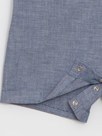 LCW Baby Blue Polo Collar Boys' Muslin Romper