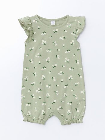 LCW Baby Green Floral Short-Sleeve Romper Set