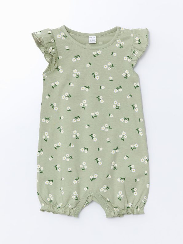 LCW Baby Green Floral Short-Sleeve Romper Set