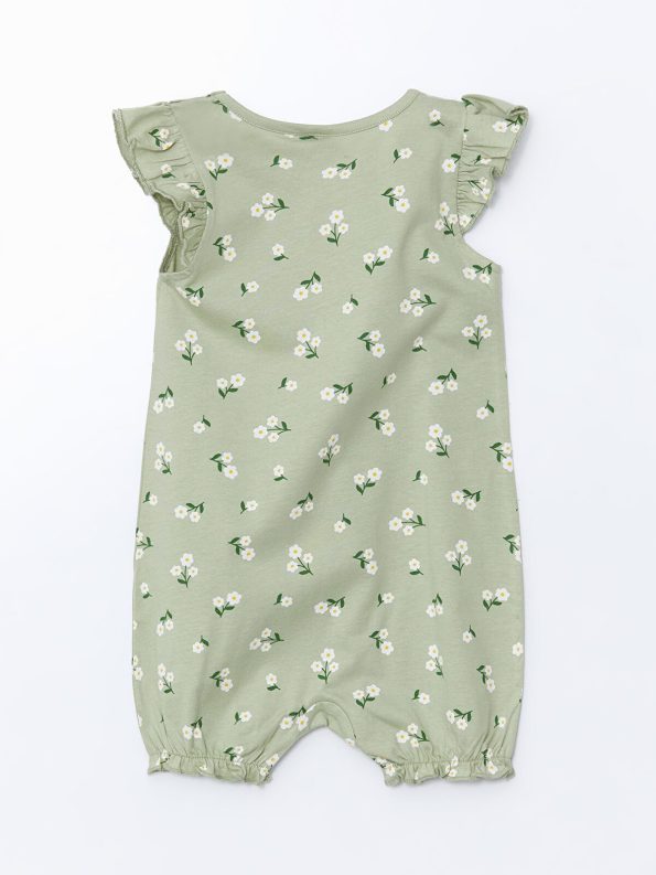 LCW Baby Green Floral Short-Sleeve Romper Set