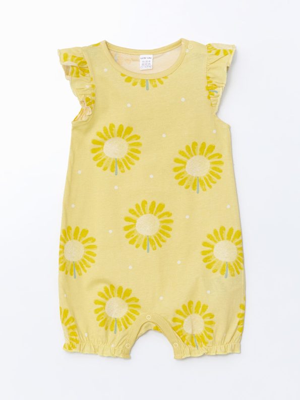 LCW Baby Green Floral Short-Sleeve Romper Set