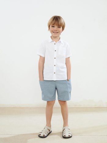LCW Kids Blue Elastic Waist Pocket Cargo Shorts for Boys