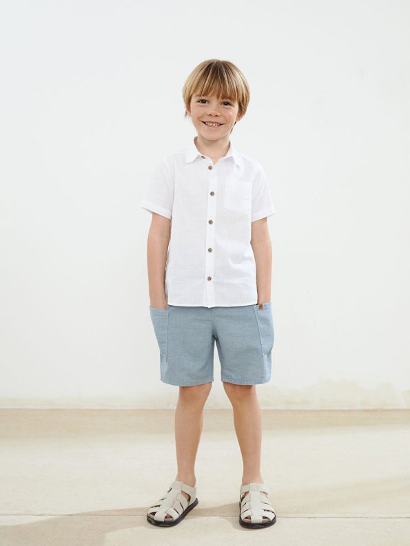 LCW Kids Blue Elastic Waist Pocket Cargo Shorts for Boys