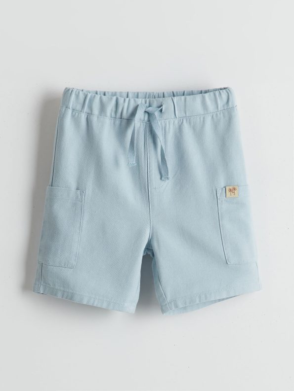 LCW Kids Blue Elastic Waist Pocket Cargo Shorts for Boys