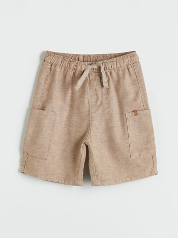 LCW Kids Brown Elastic Waist Pocket Cargo Shorts for Boys