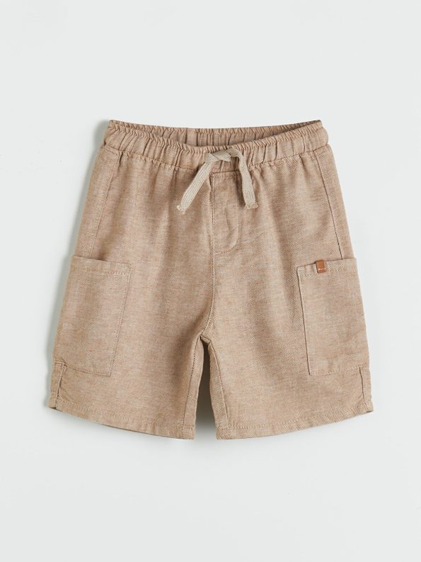 LCW Kids Brown Elastic Waist Pocket Cargo Shorts for Boys