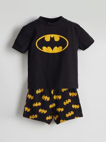 LCW Baby Black Batman Print Boys' Shorts Set