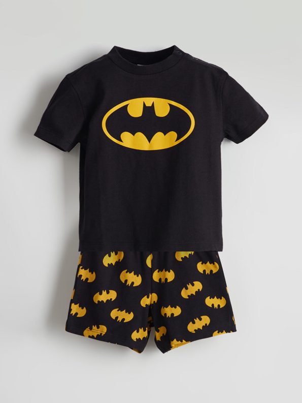 LCW Baby Black Batman Print Boys' Shorts Set