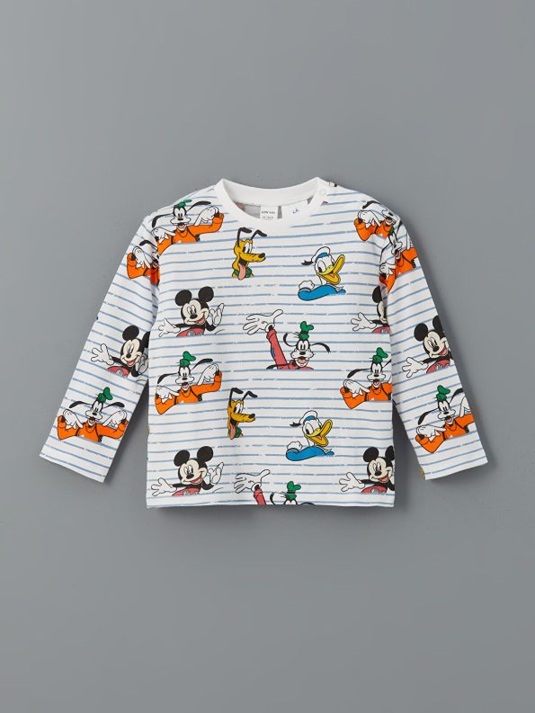 LCW Baby Cream Mickey Mouse Printed Baby Pajama Set