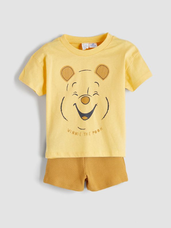 LCW Baby Yellow Winnie The Pooh Printed Boys T-Shirt and Shorts Set