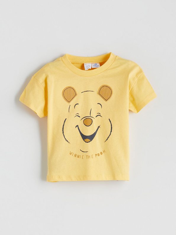 LCW Baby Yellow Winnie The Pooh Printed Boys T-Shirt and Shorts Set