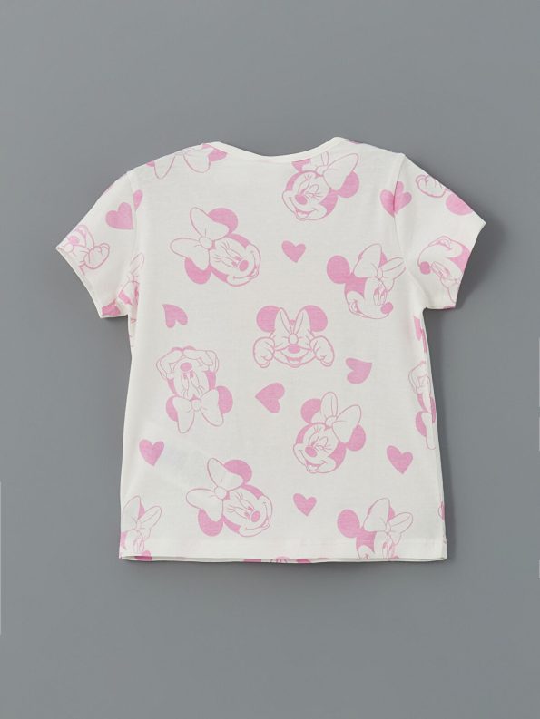LCW Baby Cream Minnie Mouse Printed Girls' Pajama Set