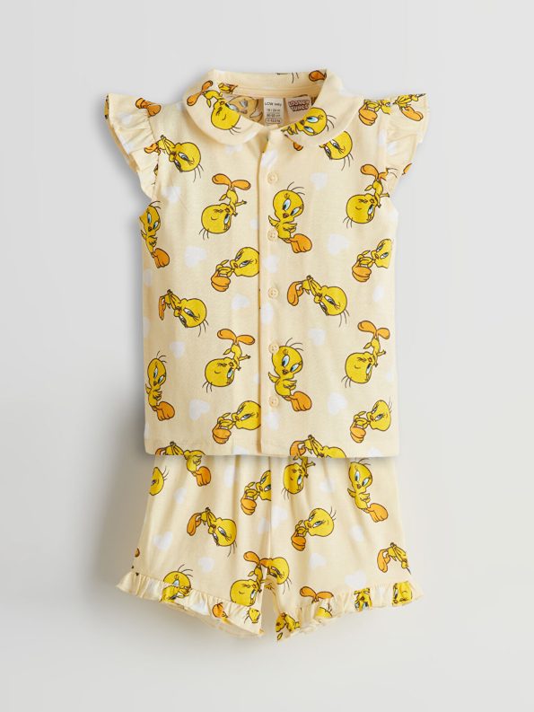 LCW Baby Tweety Print Girls' Shorts Pajama Set