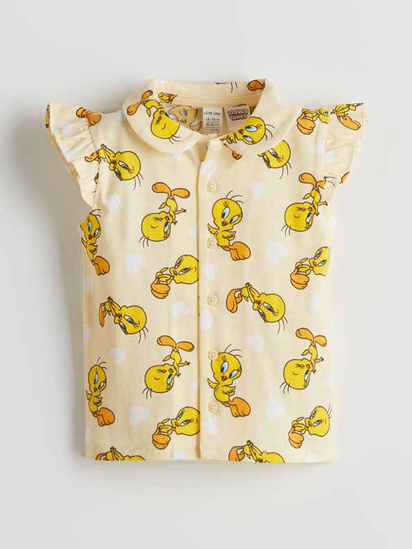 LCW Baby Tweety Print Girls' Shorts Pajama Set