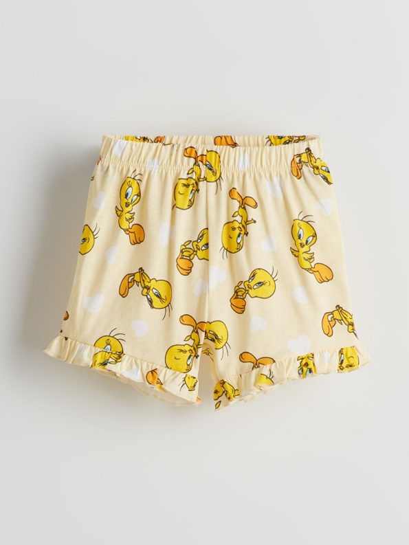 LCW Baby Tweety Print Girls' Shorts Pajama Set