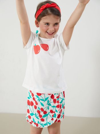 LCW Baby Ivory Girls' T-Shirt, Shorts, and Headband Set