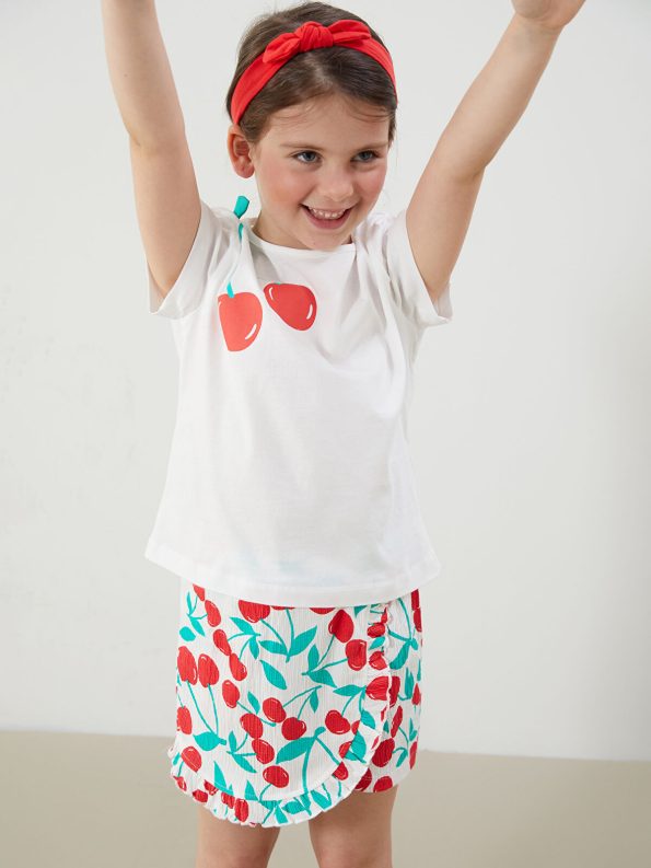 LCW Baby Ivory Girls' T-Shirt, Shorts, and Headband Set
