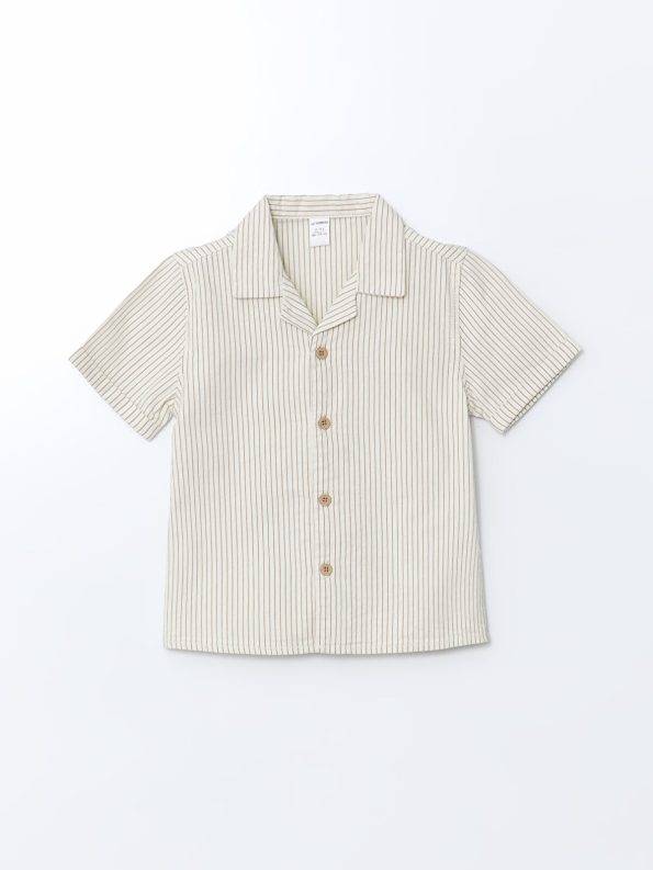 LCW Kids Beige Striped Boys' Linen Shirt
