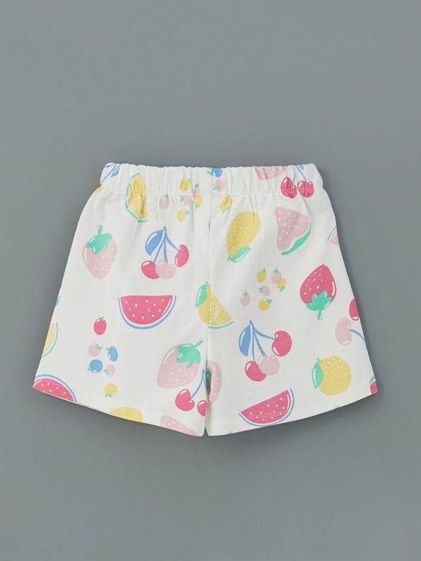 LCW Kids Cream Elastic Waist Girls' Shorts Set