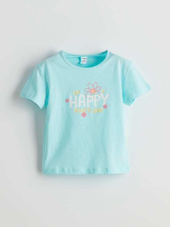 LCW Kids Yellow Printed Cotton T-Shirt Set for Girls