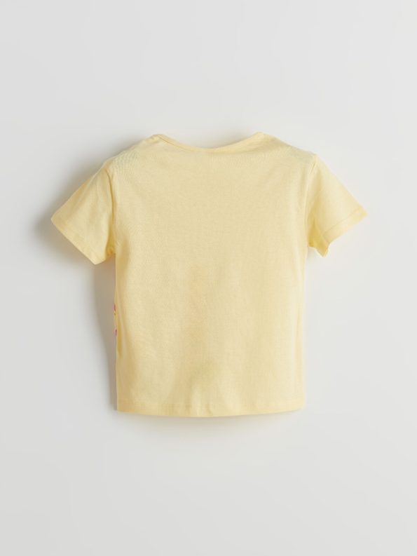 LCW Kids Yellow Printed Cotton T-Shirt Set for Girls