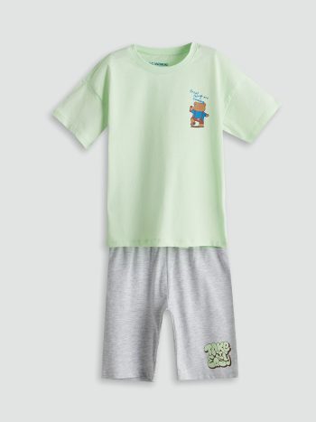 LCW Kids Green Cute Bear Printed Boys' Pajama Set