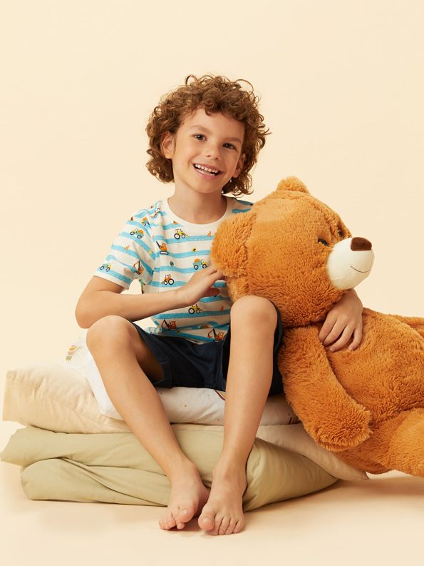 LCW Kids Cream Printed Boys' Pajama Set