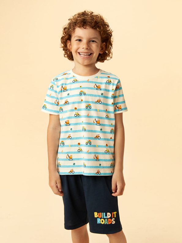 LCW Kids Cream Printed Boys' Pajama Set