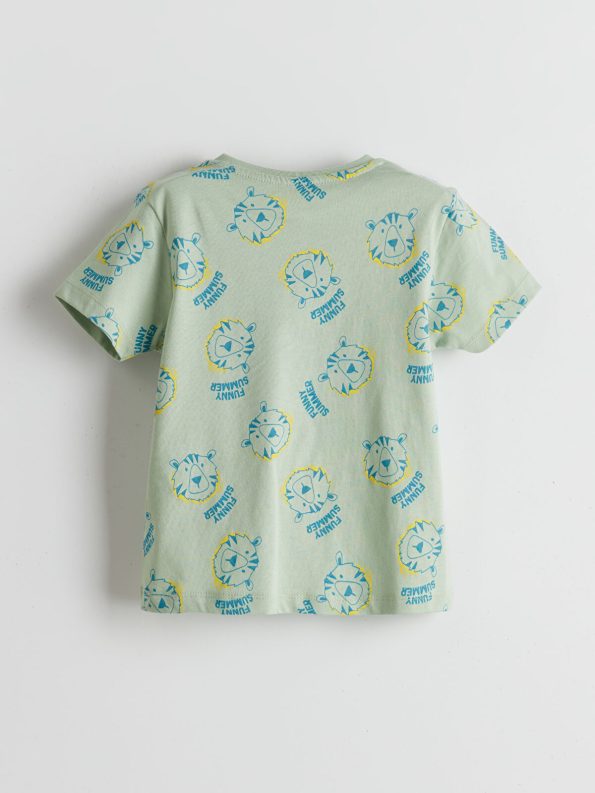 LCW Kids Green Printed Short Pajama Set for Boys