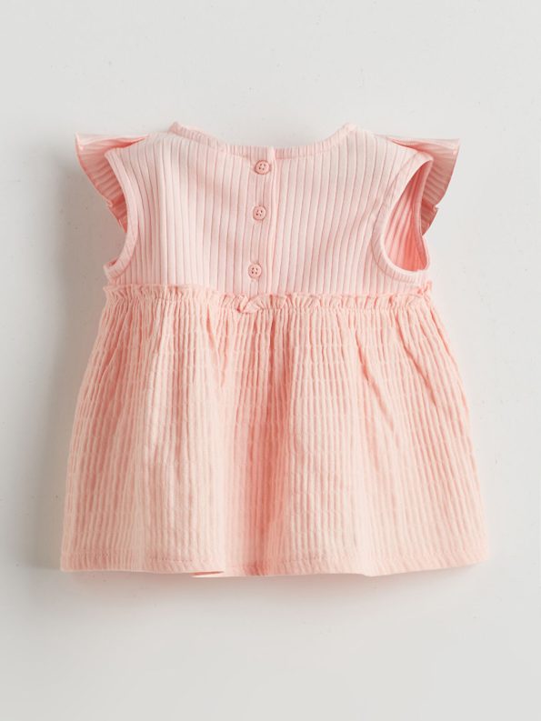 LCW Baby Pink Bicycle Neck Girl Baby Blouse and Leggings Set