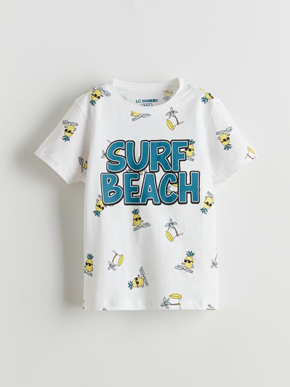 Boys' Printed Crew Neck T-Shirt and Shorts Set