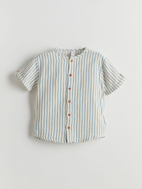 LCW Kids Beige Striped Boys Shirt and Shorts Set