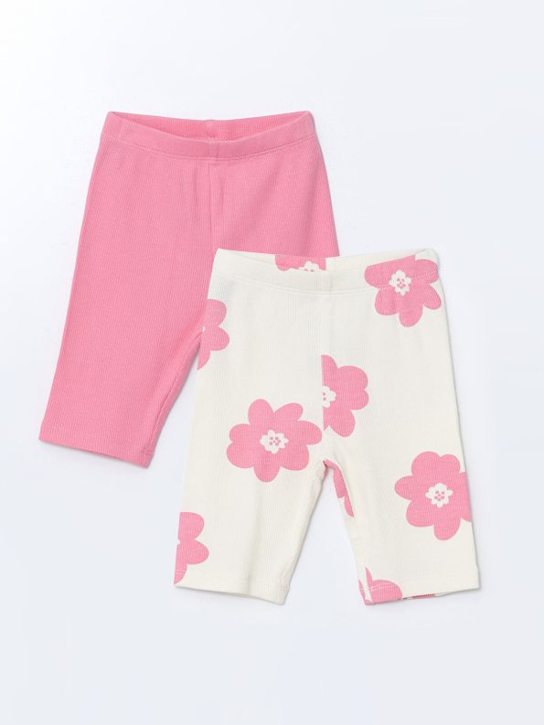 LCW Baby Pink Floral Ribbed Leggings Set for Girls