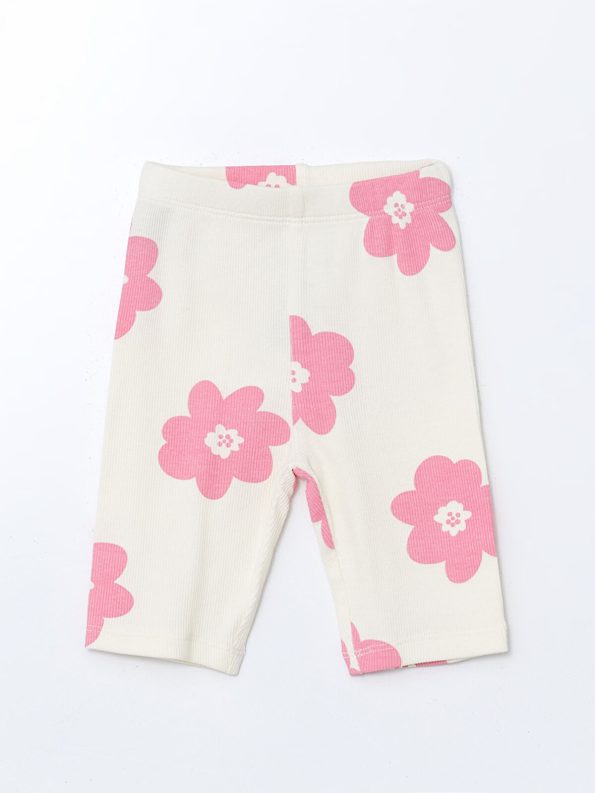 LCW Baby Pink Floral Ribbed Leggings Set for Girls