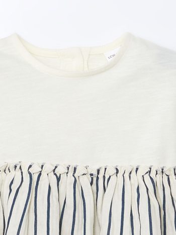 LCW Baby Beige Striped Jersey Dress