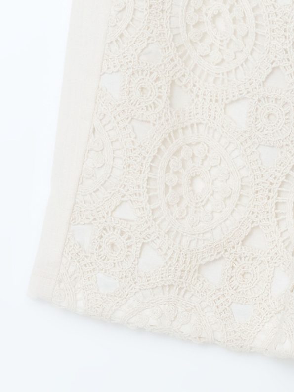 LCW ECO Cream Elastic Waist Lace Detail Girls' Shorts